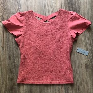 By Anthropologie Lace-Up Flutter Top XSP
